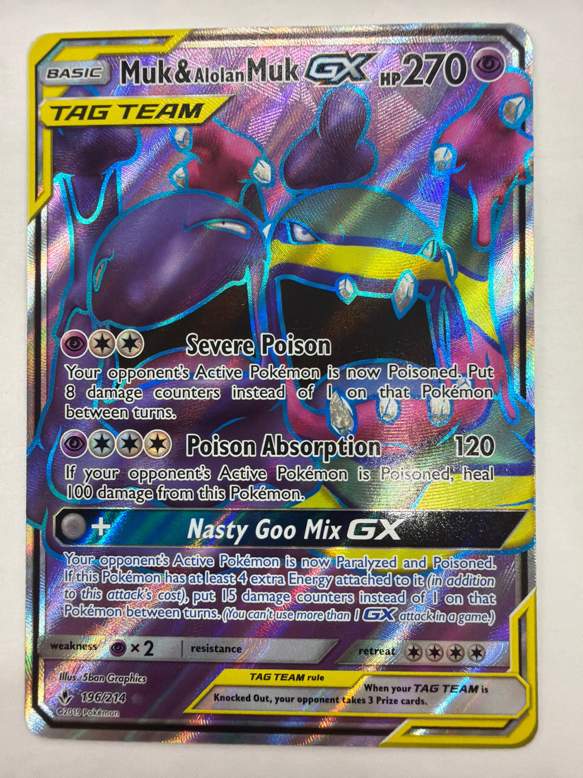 Pokémon TCG - Unbroken Bonds Muk & Alolan Muk GX 196/214 DMG