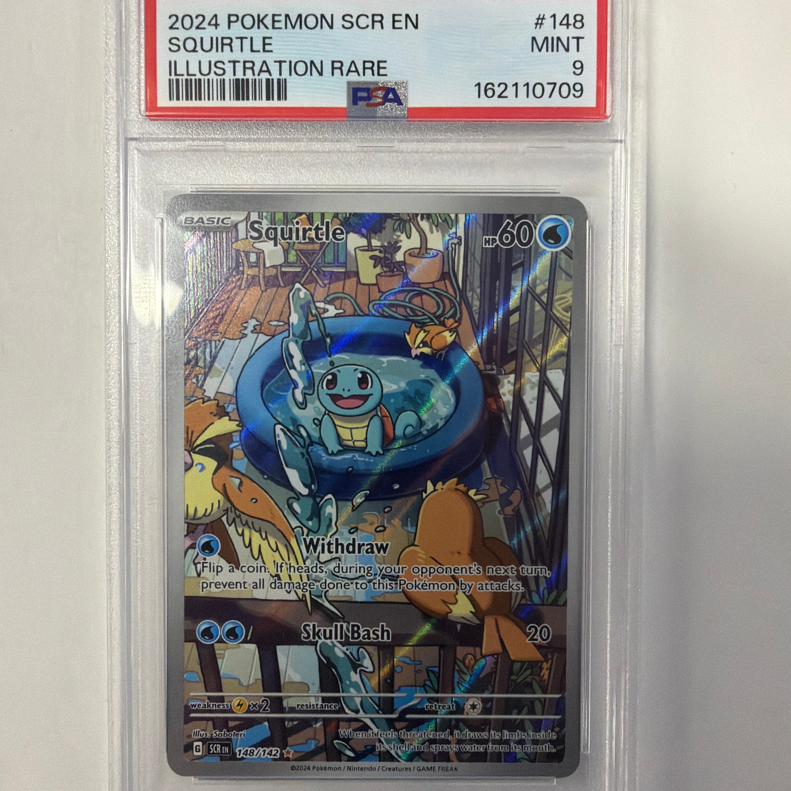 Pokémon TCG - PSA Mint 9 Stellar Crown Squirtle 148/142 Illustration Rare