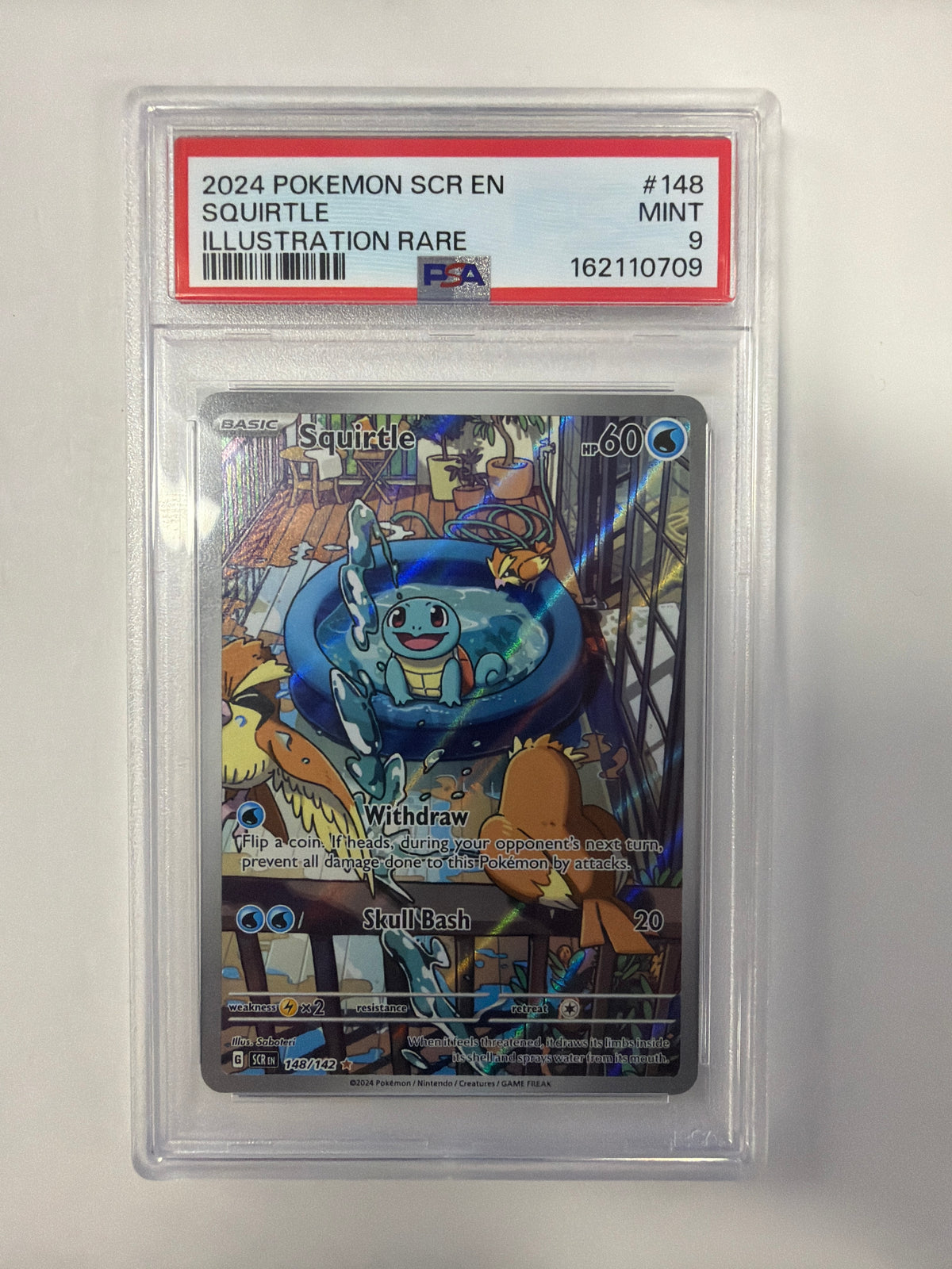 Pokémon TCG - PSA Mint 9 Stellar Crown Squirtle 148/142 Illustration Rare
