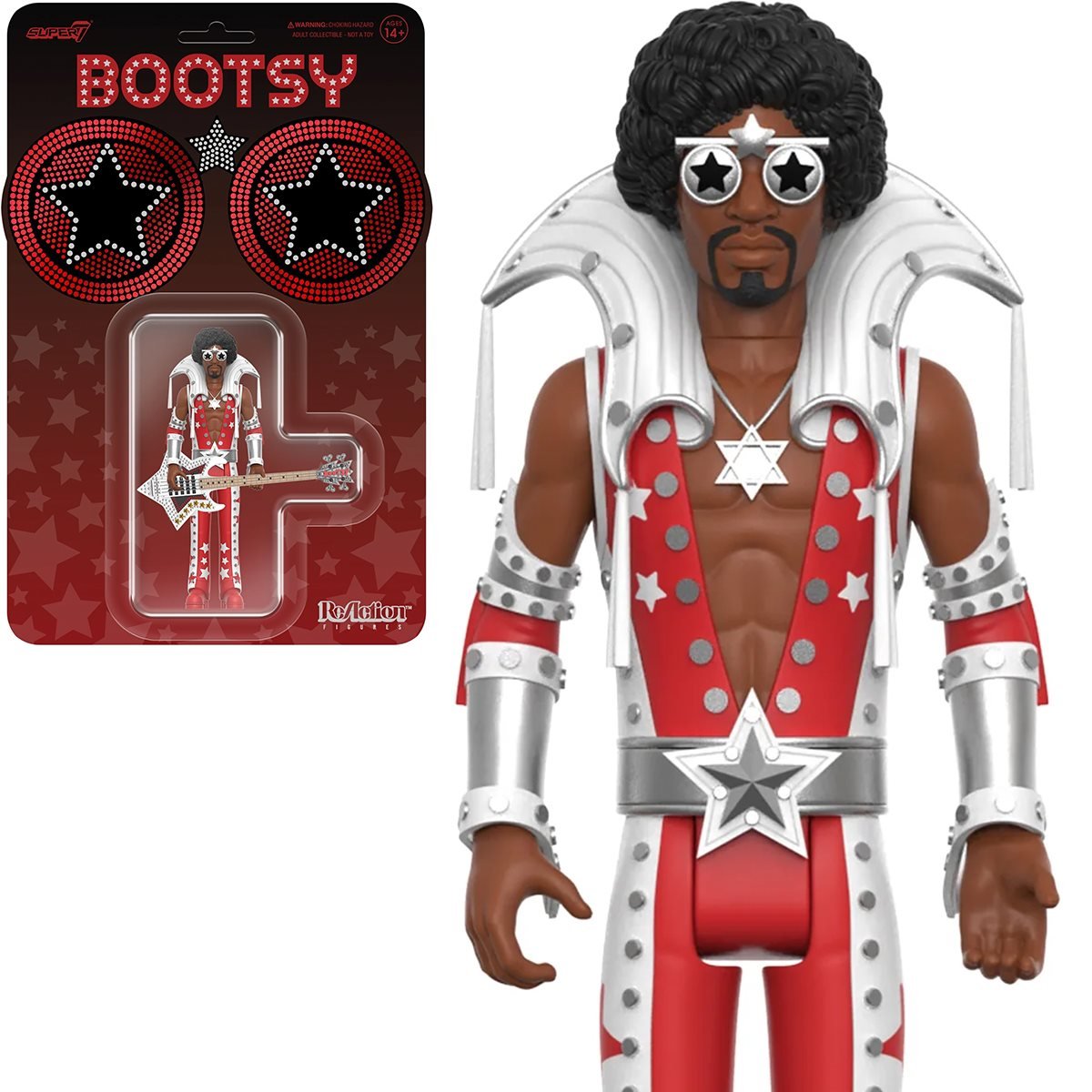Super 7 ReAction Bootsy Collins Red & White Action Figure
