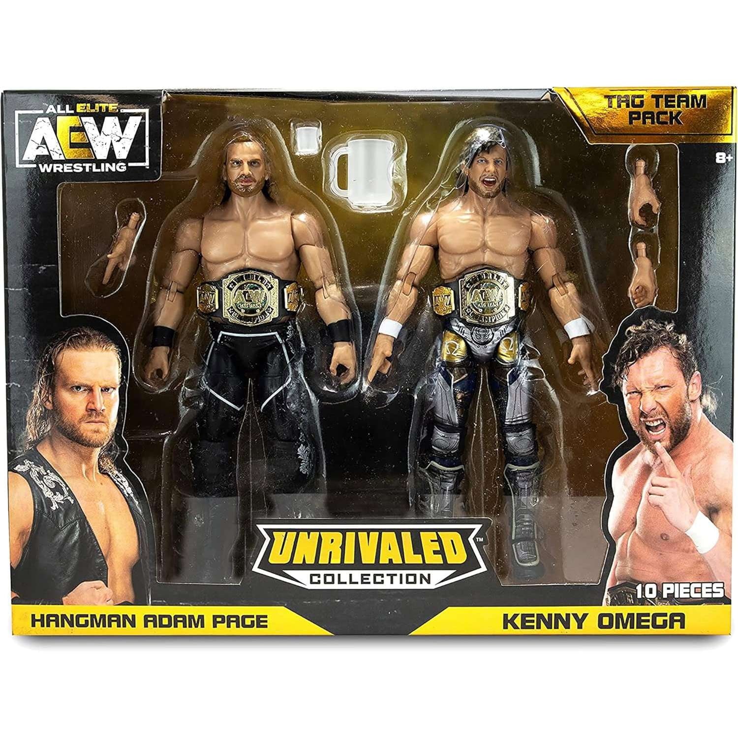 AEW Unrivaled Collection Hangman Adam Page & Kenny Omega Action Figure Tag Team Pack