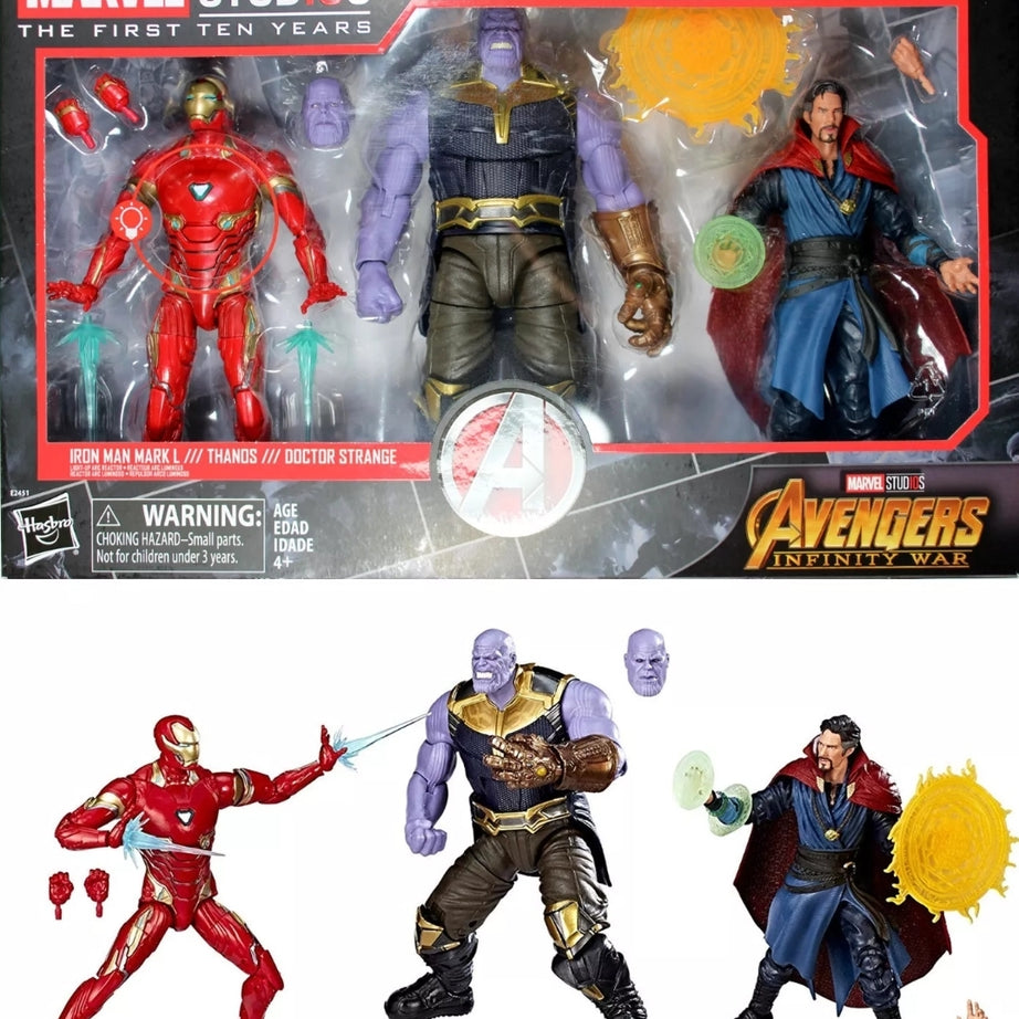 Hasbro Legends Series Marvel Studios The First Ten Years Iron Man Mark L / Thanos / Doctor Strange Action Figure 3-Pack