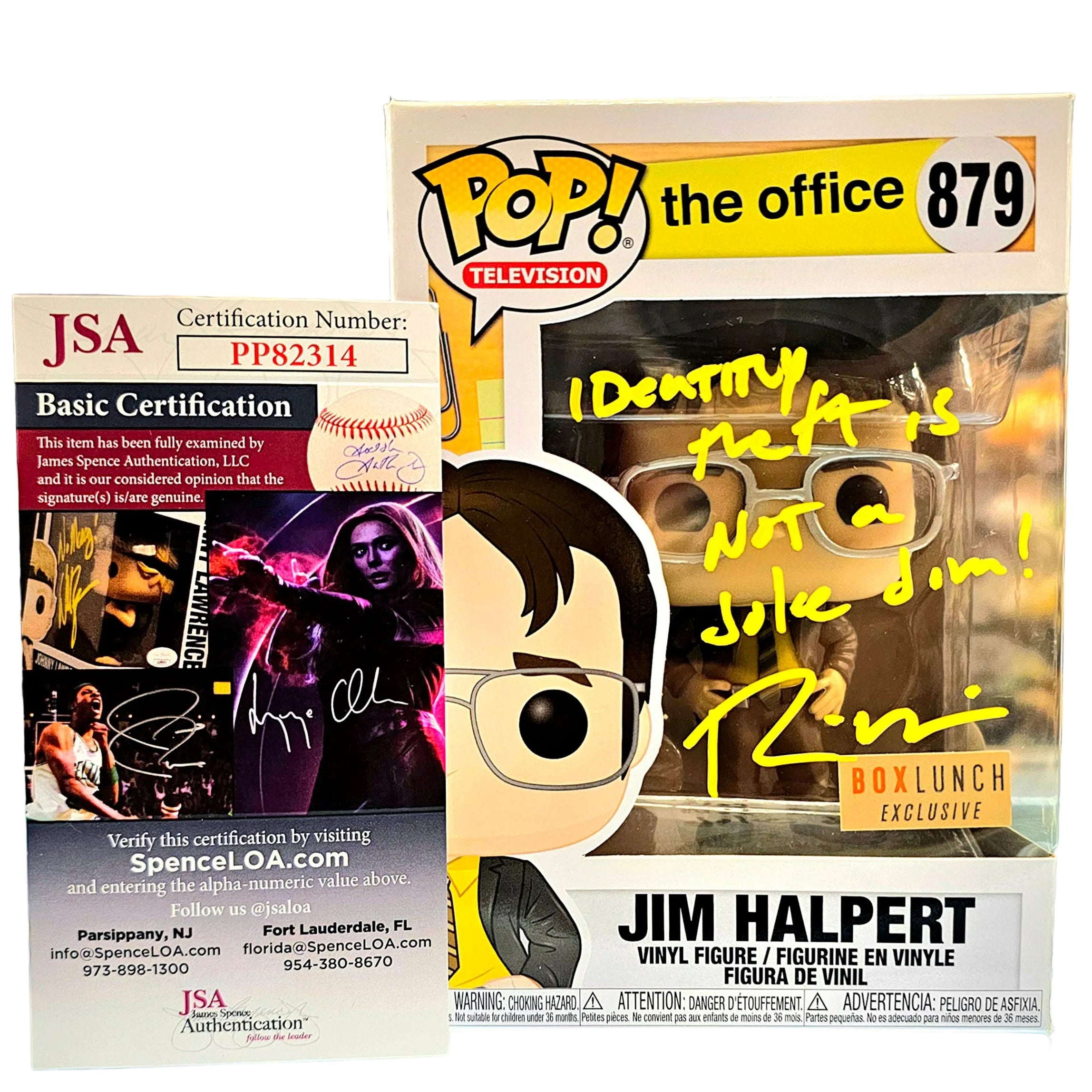 SIGNED Funko Pop! Television The Office Jim Halpert #879 Box Lunch Exclusive