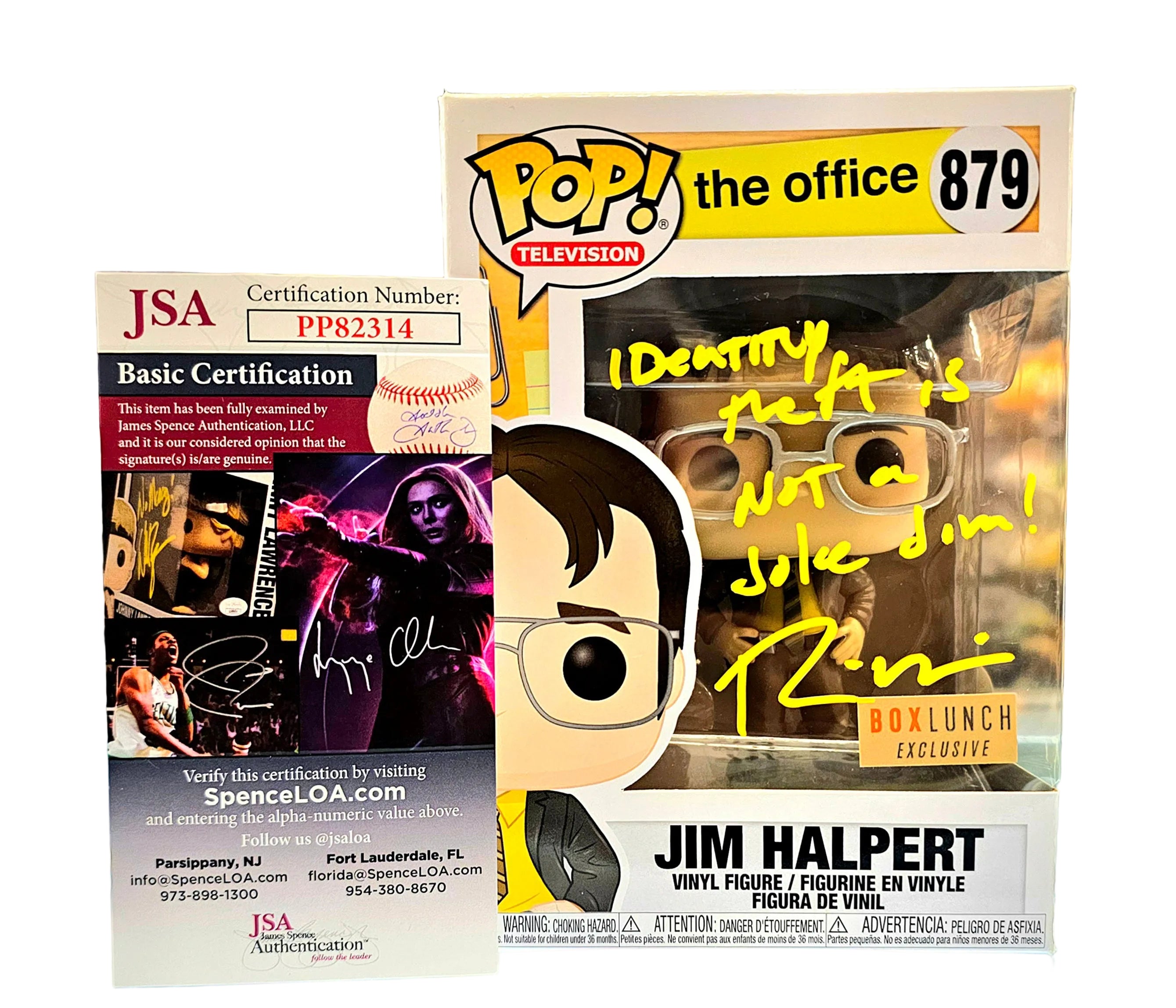 SIGNED Funko Pop! Television The Office Jim Halpert #879 Box Lunch Exclusive