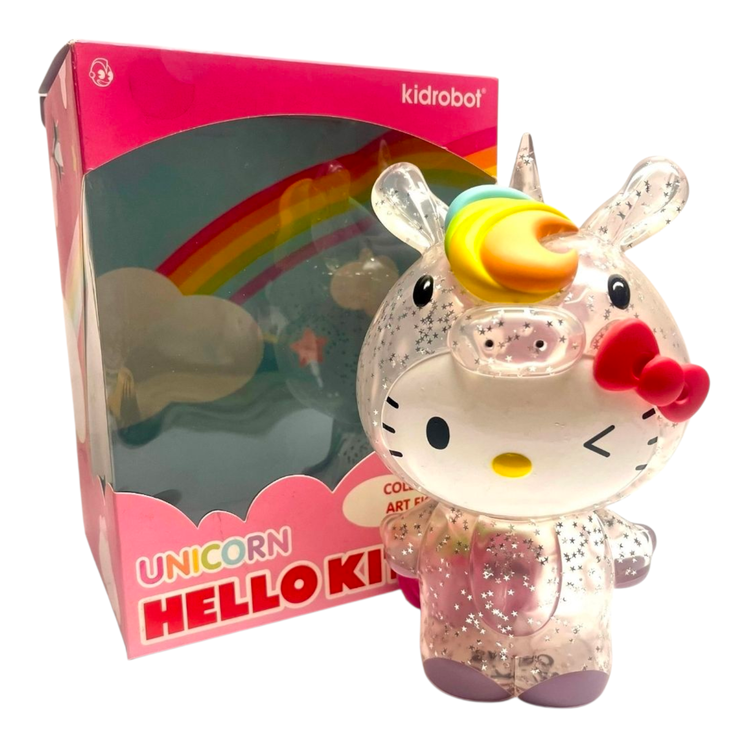 Kidrobot Unicorn Hello Kitty Collectible Art Figure Transparent