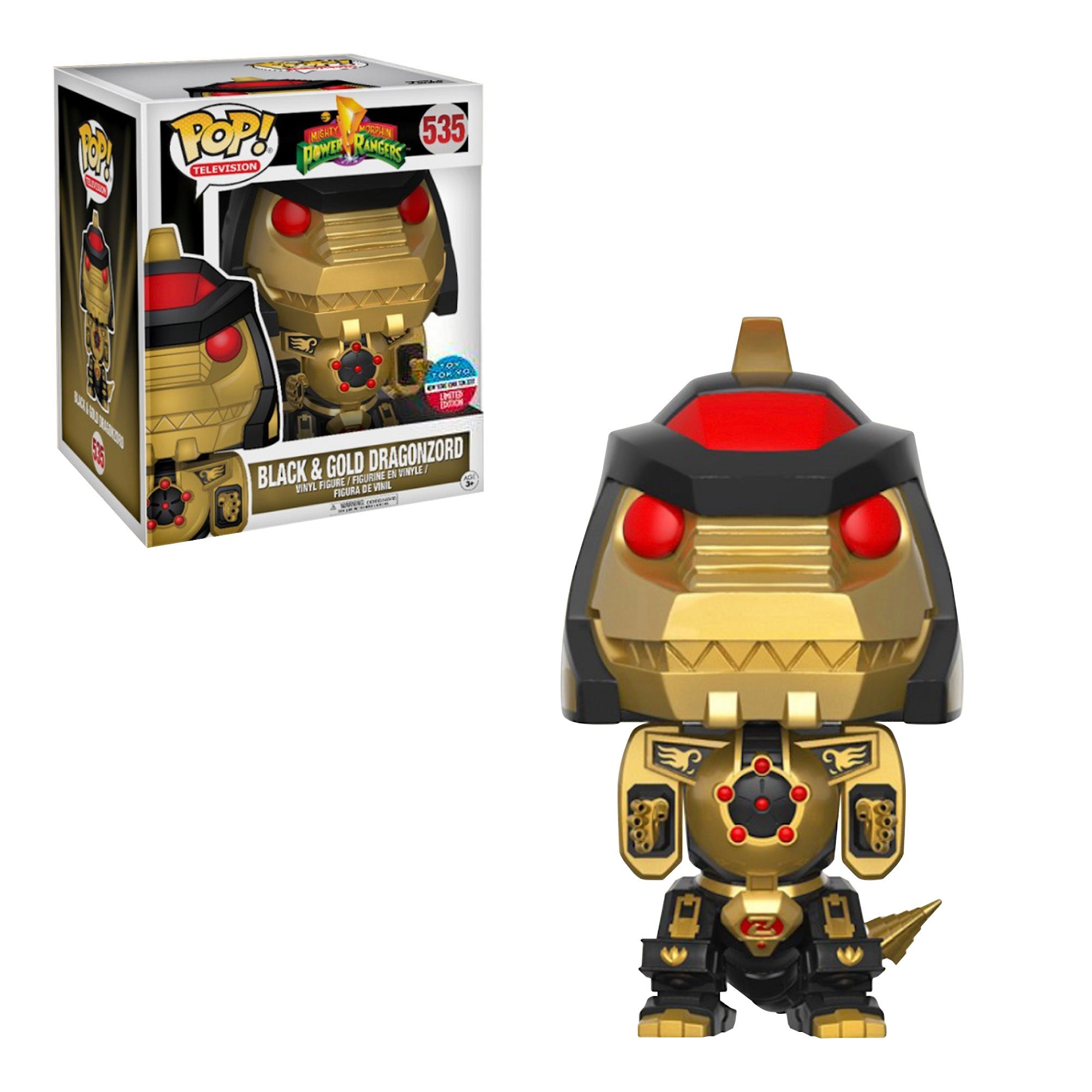 Funko Pop! Television Power Mighty Morphin Rangers Black & Gold Dragonzord #535 NYCC 2017 / Toy Tokyo Exclusive Shared Sticker