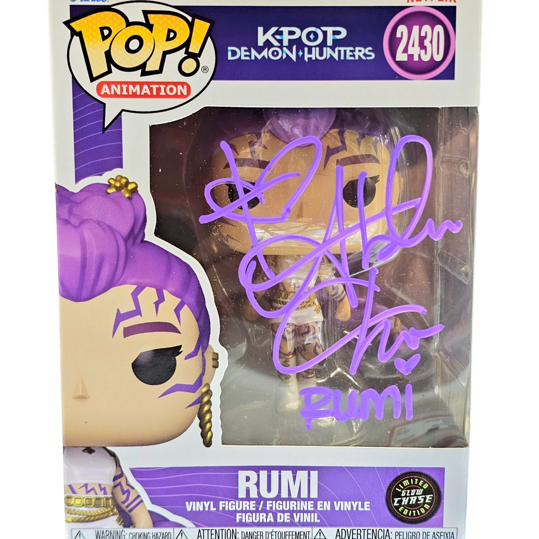 Signed Funko Pop! Animation K-Pop Demon Hunters Rumi #2430 Glow In The Dark Chase Edition JSA Certified