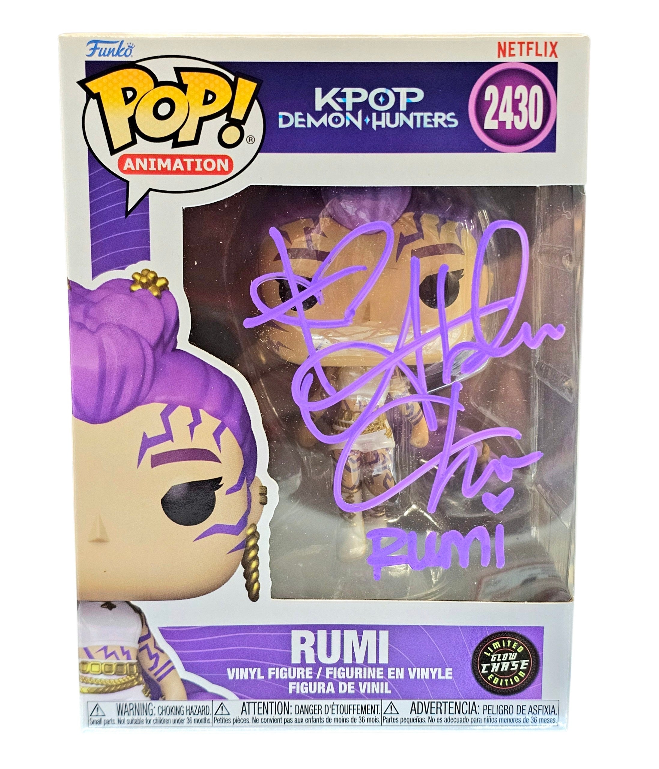 Signed Funko Pop! Animation K-Pop Demon Hunters Rumi #2430 Glow In The Dark Chase Edition JSA Certified
