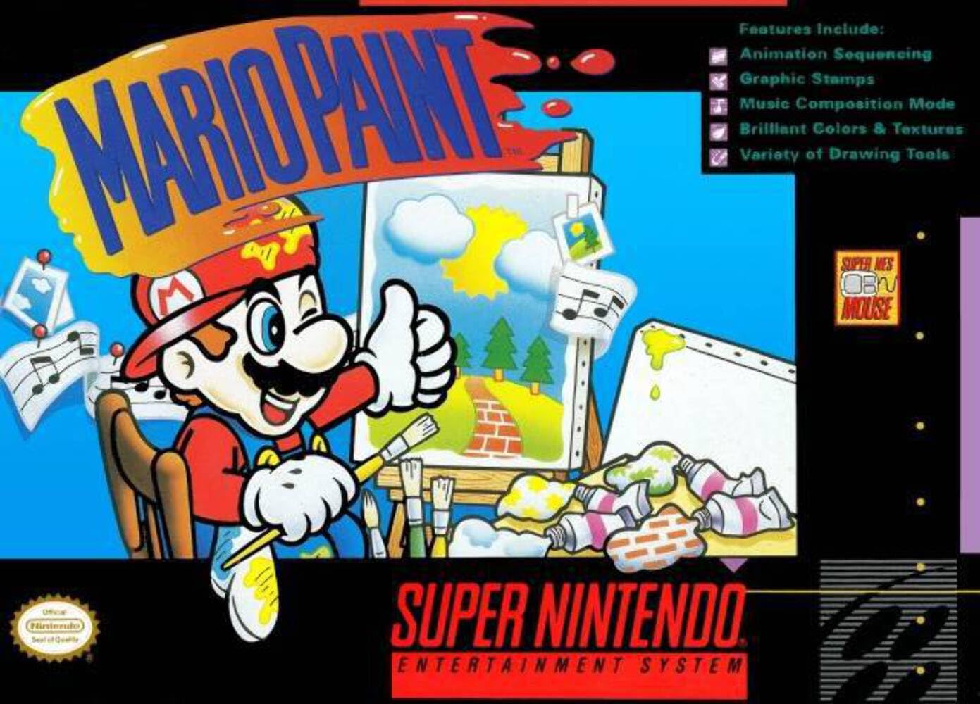 Nintendo Super Nintendo Mario Paint Video Game Complete