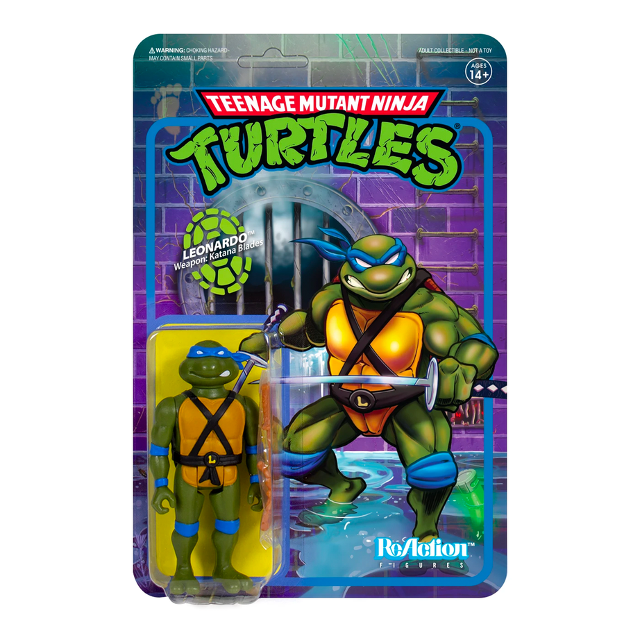 Super 7 Reaction Figures Teenage Mutant Ninja Turtles Leonardo 3.75 Inch Action Figure