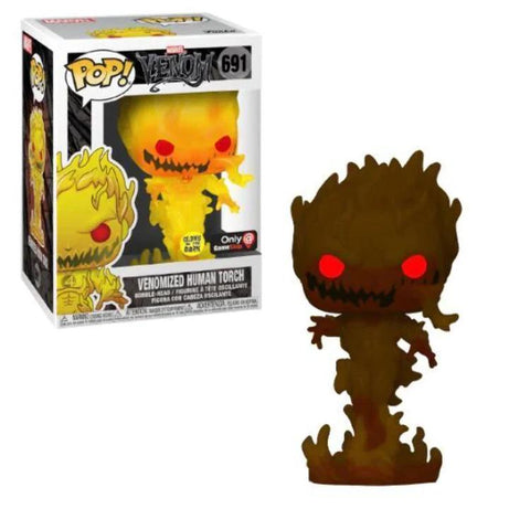 Funko Pop! Marvel Venom Venomized Human Torch #691 Glow In The Dark Gamestop Exclusive