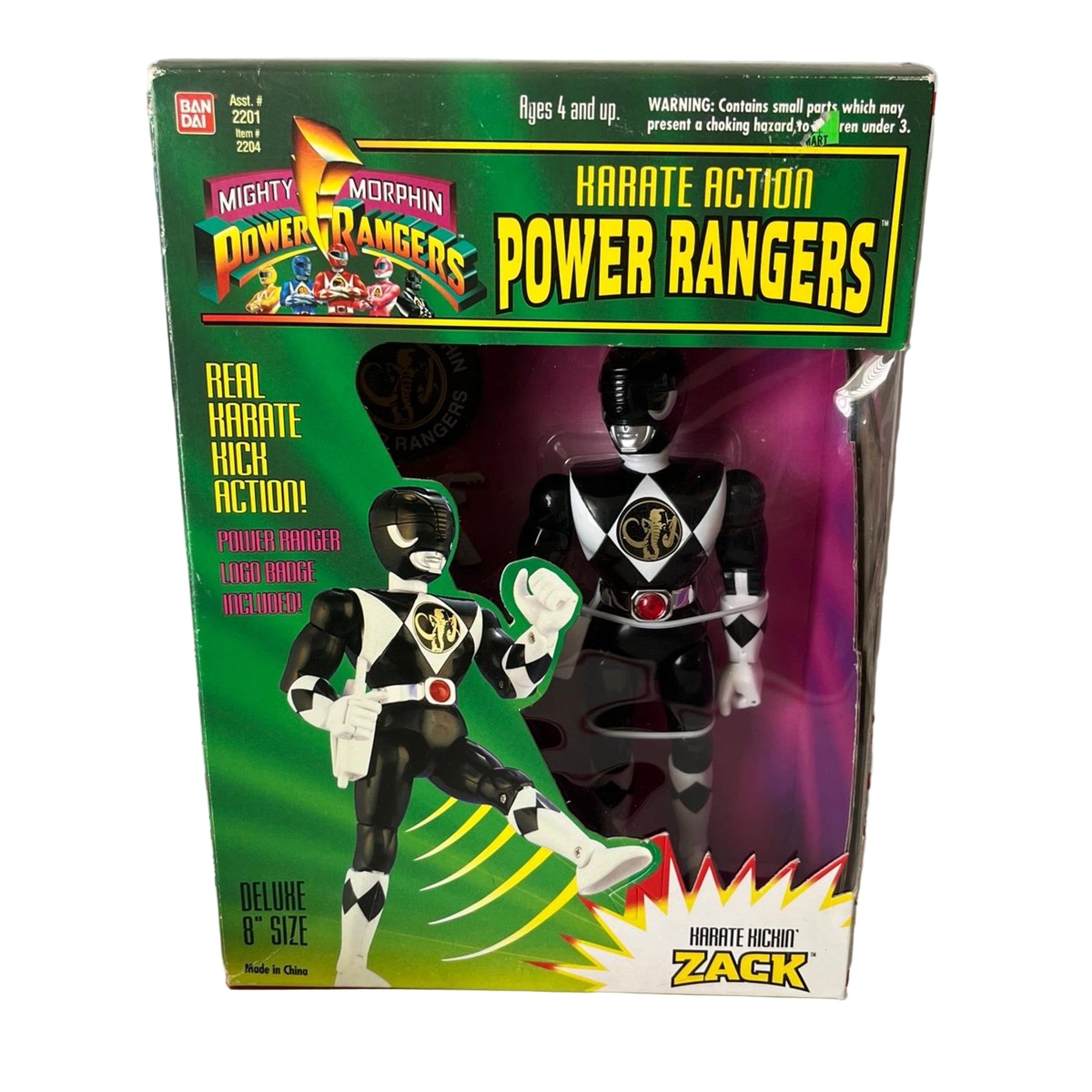 Bandai Mighty Morphin Power Rangers Karate Kickin' Zack Black Ranger Action Figure