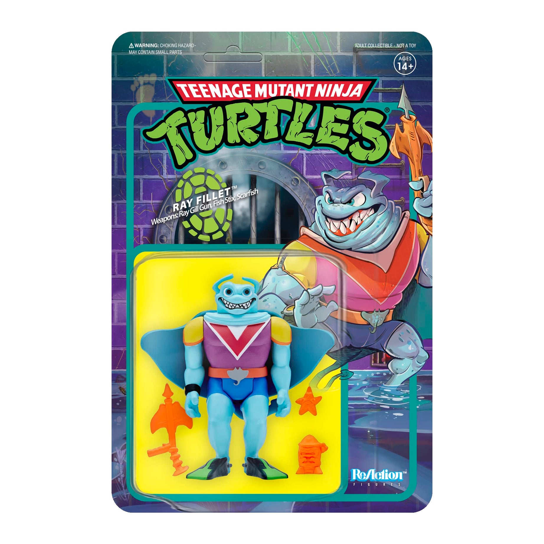 Super 7 Reaction Figures Teenage Mutant Ninja Turtles Ray Fillet 3.75 Inch Action Figure