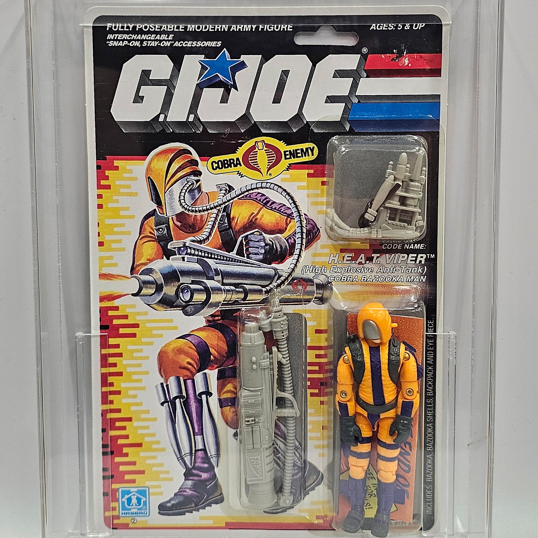 Hasbro G.I. Joe Vintage 1988 Code Name: H.E.A.T. Viper 34 Back Punched Card Action Figure