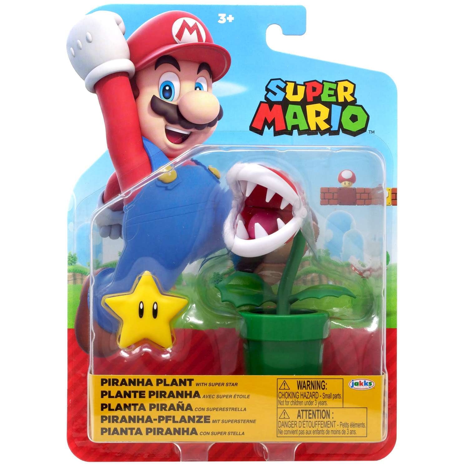 Jakks Super Mario World of Nintendo Piranha Plant with Super Star Vinyl Figure Set