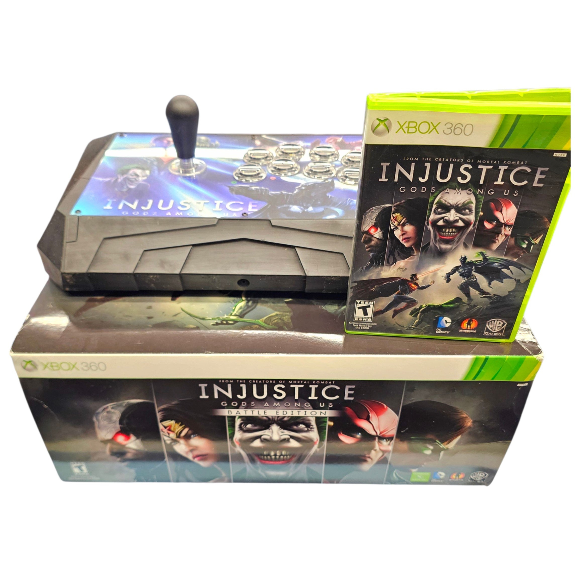 Used XBOX 360 Injustice Gods Among Us Battle Edition Arcade Stick Controller & Game