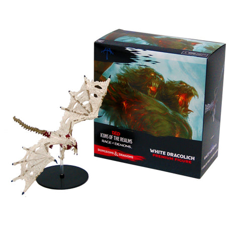NECA Wizkids Dungeons & Dragons (D&D) Icons of the Realms - Rage Of Demons White Dracolich Premium Figure
