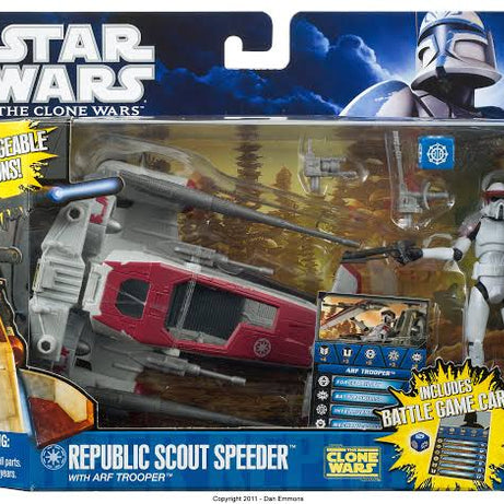 Hasbro Star Wars The Clone Wars Republic Scout Speeder With ARF Trooper Action Figure