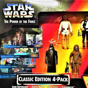 Kenner Star Wars Power of the Force Luke Skywalker /Darth Vader /Han Solo /Chewbacca Classic Edition Action Figure 4-Pack