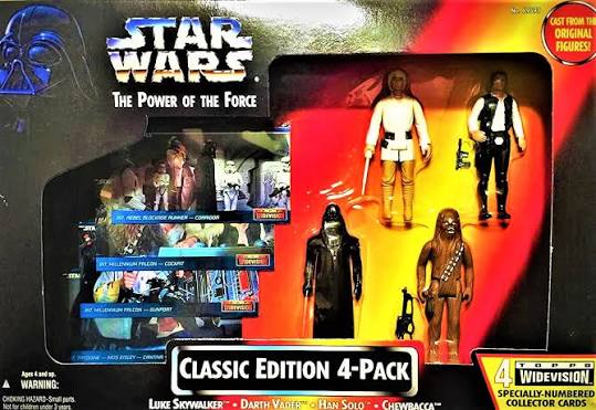 Kenner Star Wars Power of the Force Luke Skywalker /Darth Vader /Han Solo /Chewbacca Classic Edition Action Figure 4-Pack