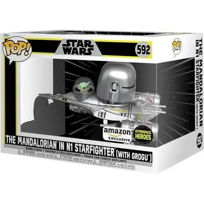 Funko Pop! Star Wars The Mandalorian in N1 Starfighter (With Grogu) #641 Hyperspace Heroes Amazon Exclusive