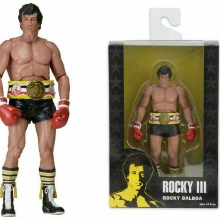 NECA Rocky III 40TH Anniversary Series 1 Rocky Balboa Black Trunks Action Figure