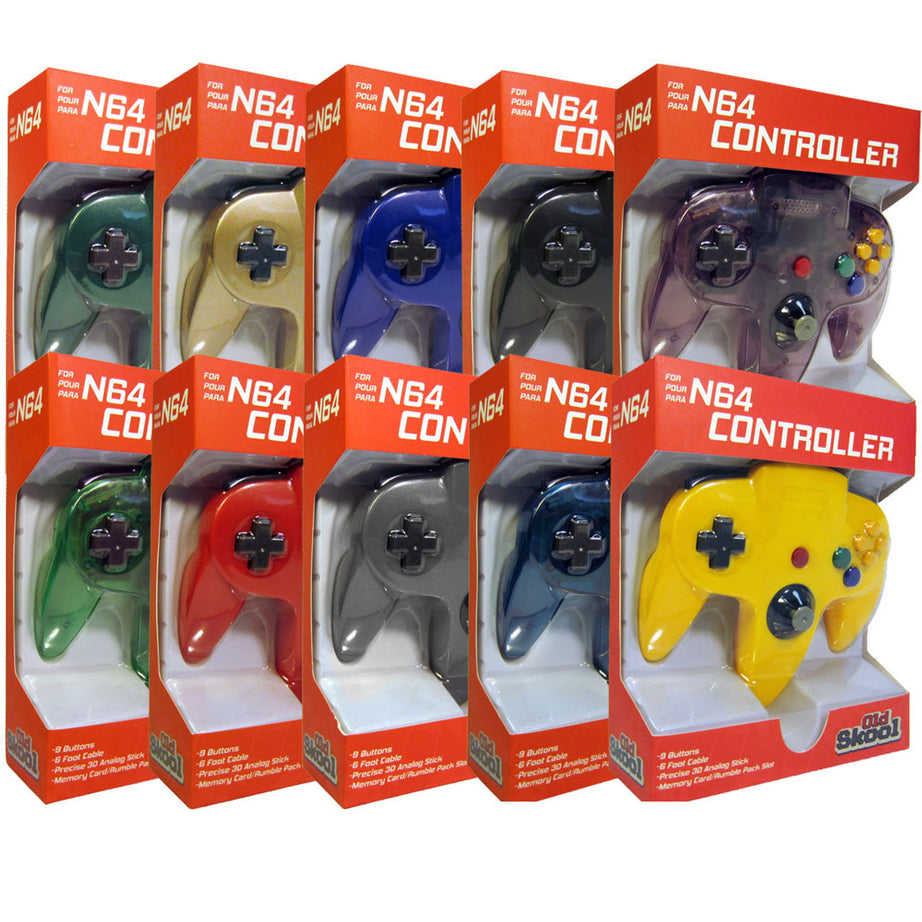 Old Skool N64 Wired Controllers (Assorted Colors) 6FT