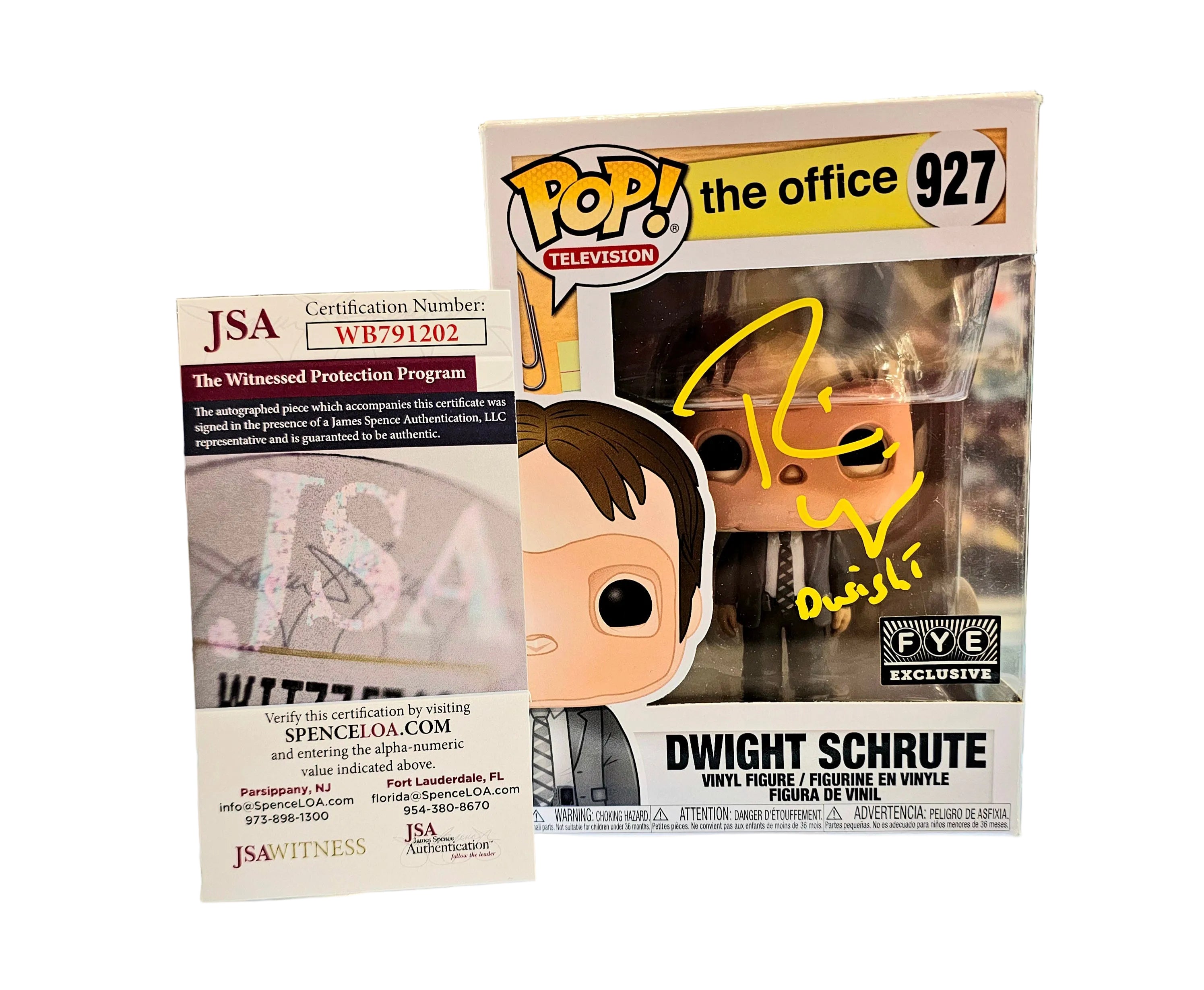 SIGNED Funko Pop! Television The Office Dwight Schrute #927 FYE Exclusive