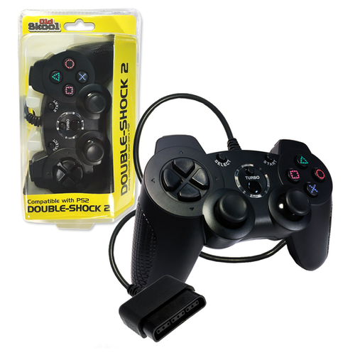 Old Skool Double-Shock 2 PS2 Controller (Black) 6FT (OS-6756)