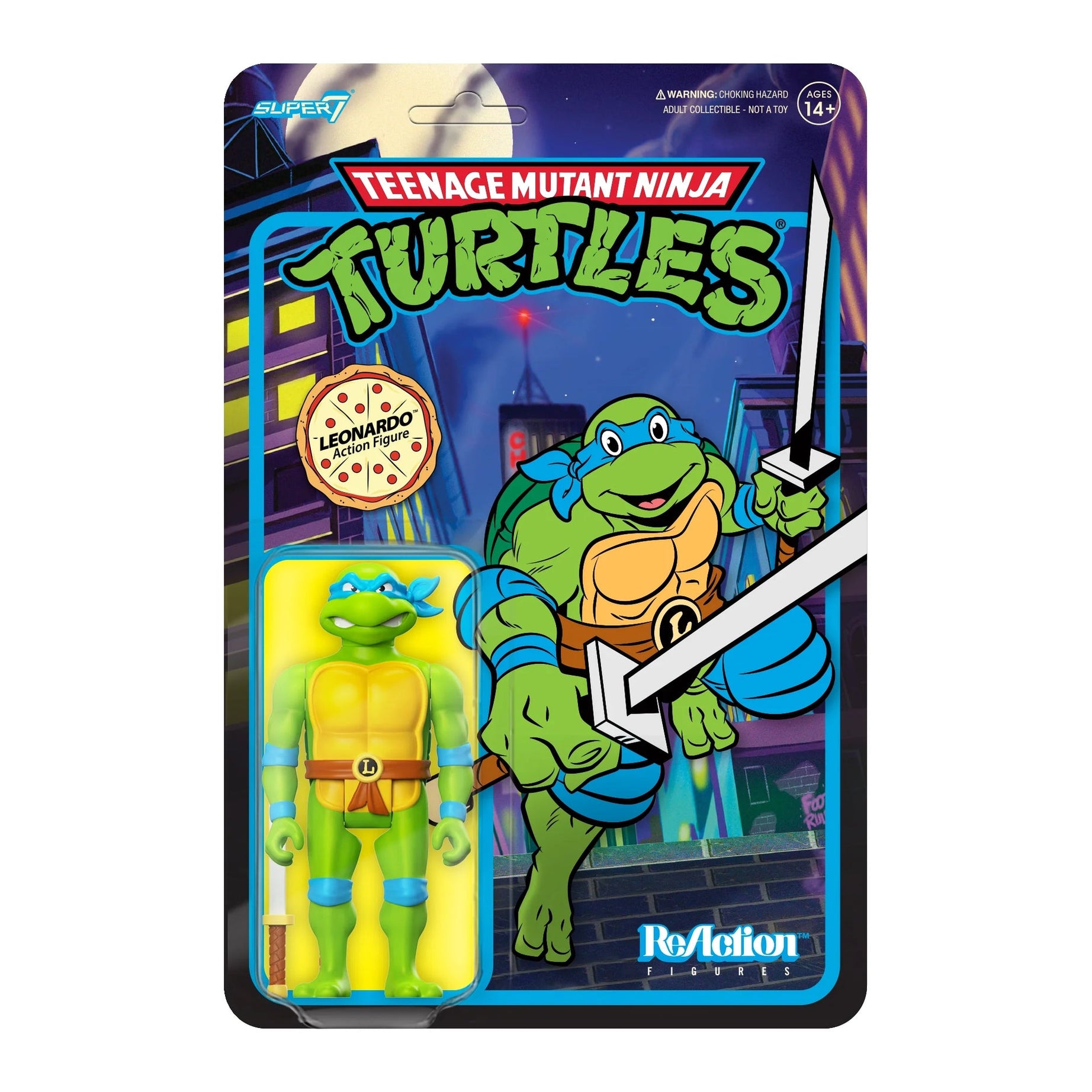 Super 7 Reaction Figures Teenage Mutant Ninja Turtles Leonardo 3.75 Inch Action Figure