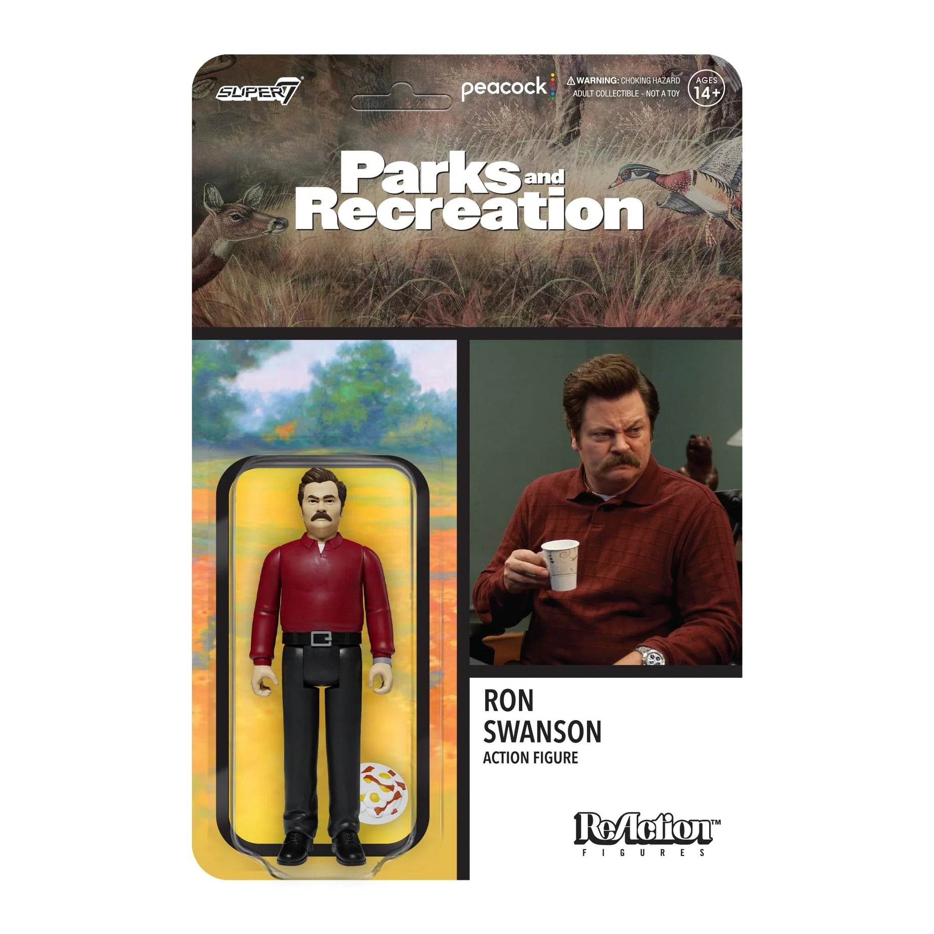 Super7 ReAction Figures Parks and Recreation Ron Swanson Action Figure