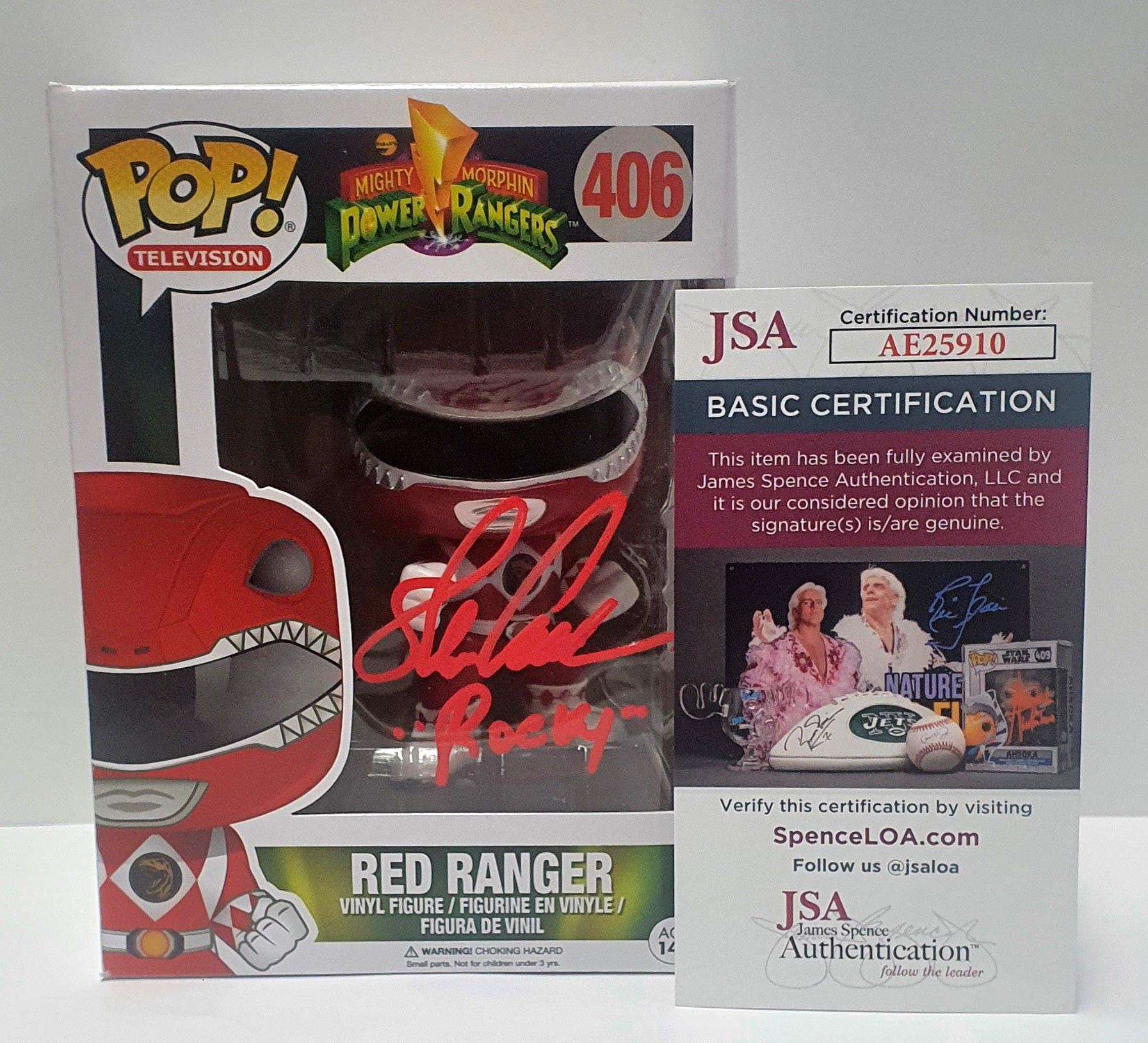 (SIGNED)Funko Pop! Animation Television Mighty Morphin Power Rangers Red Ranger #406