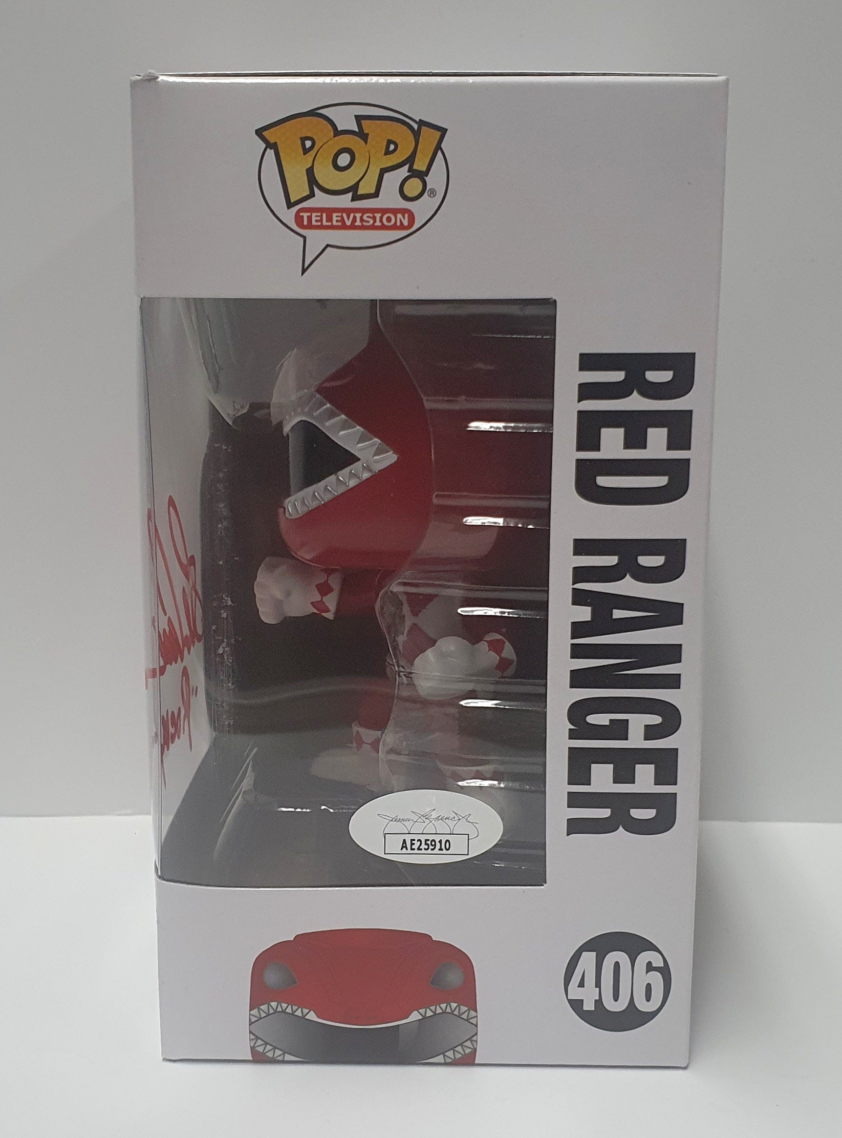 (SIGNED)Funko Pop! Animation Television Mighty Morphin Power Rangers Red Ranger #406