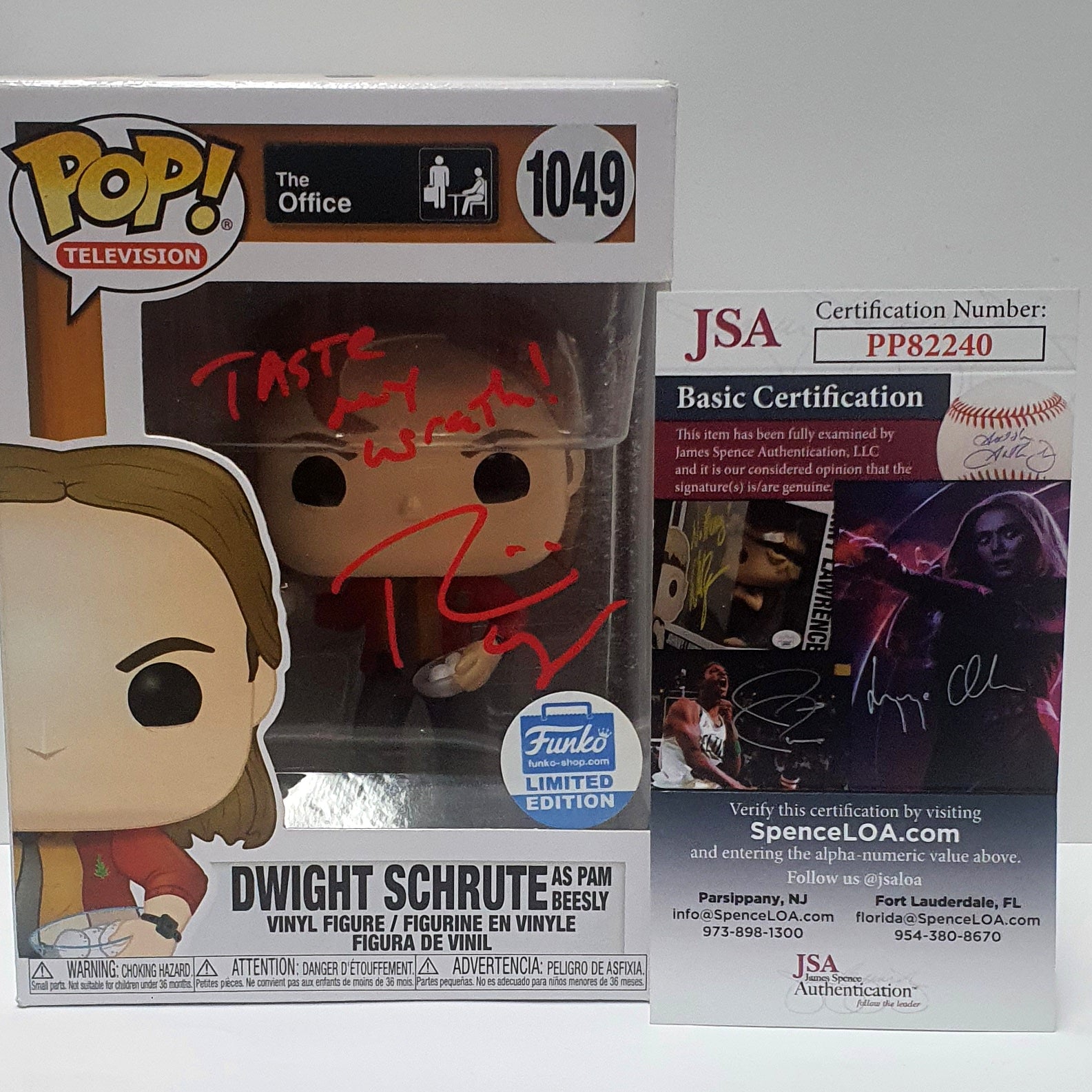 (SIGNED + INSCRIPTION)Funko Pop! Television The Office Dwight Schrute As Pam Beesly #1049 Funko Shop Exclusive