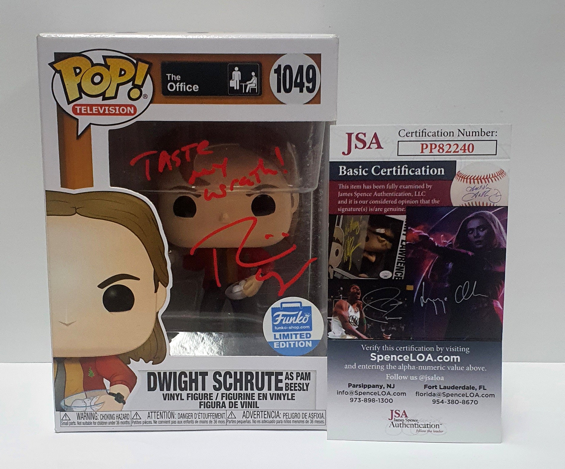 (SIGNED + INSCRIPTION)Funko Pop! Television The Office Dwight Schrute As Pam Beesly #1049 Funko Shop Exclusive