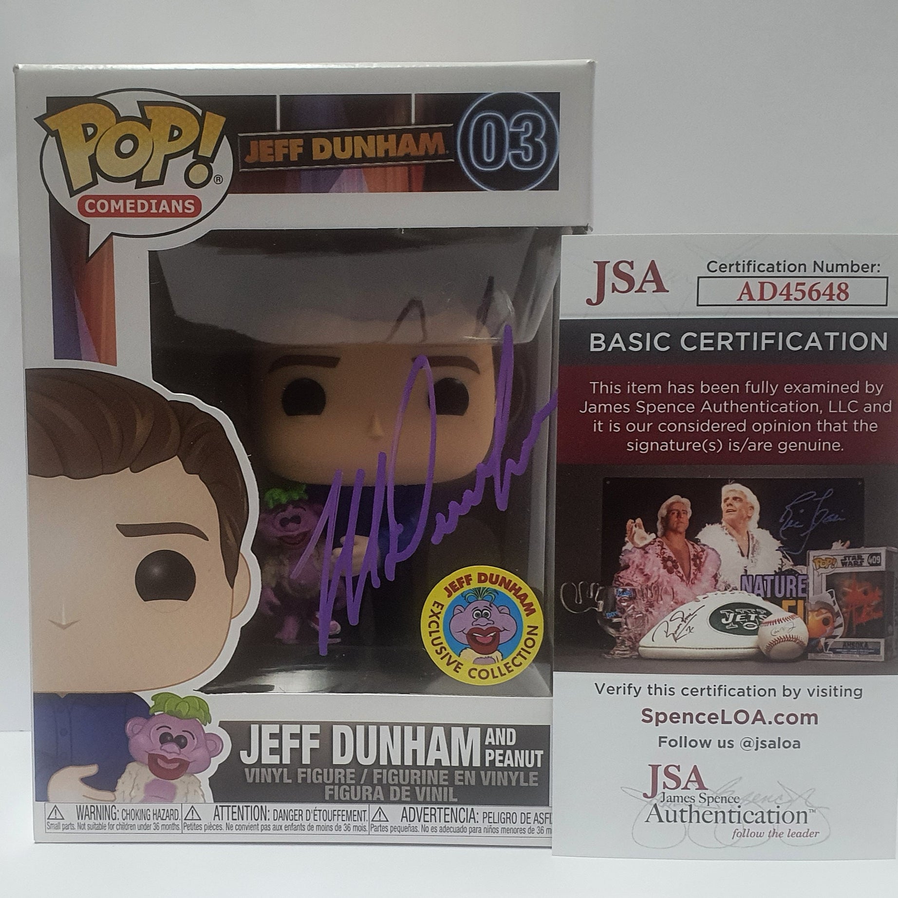 (SIGNED)Funko Pop! Comedians Jeff Dunham And Peanut #03 Jeff Dunham Exclusive (Purple Ink)