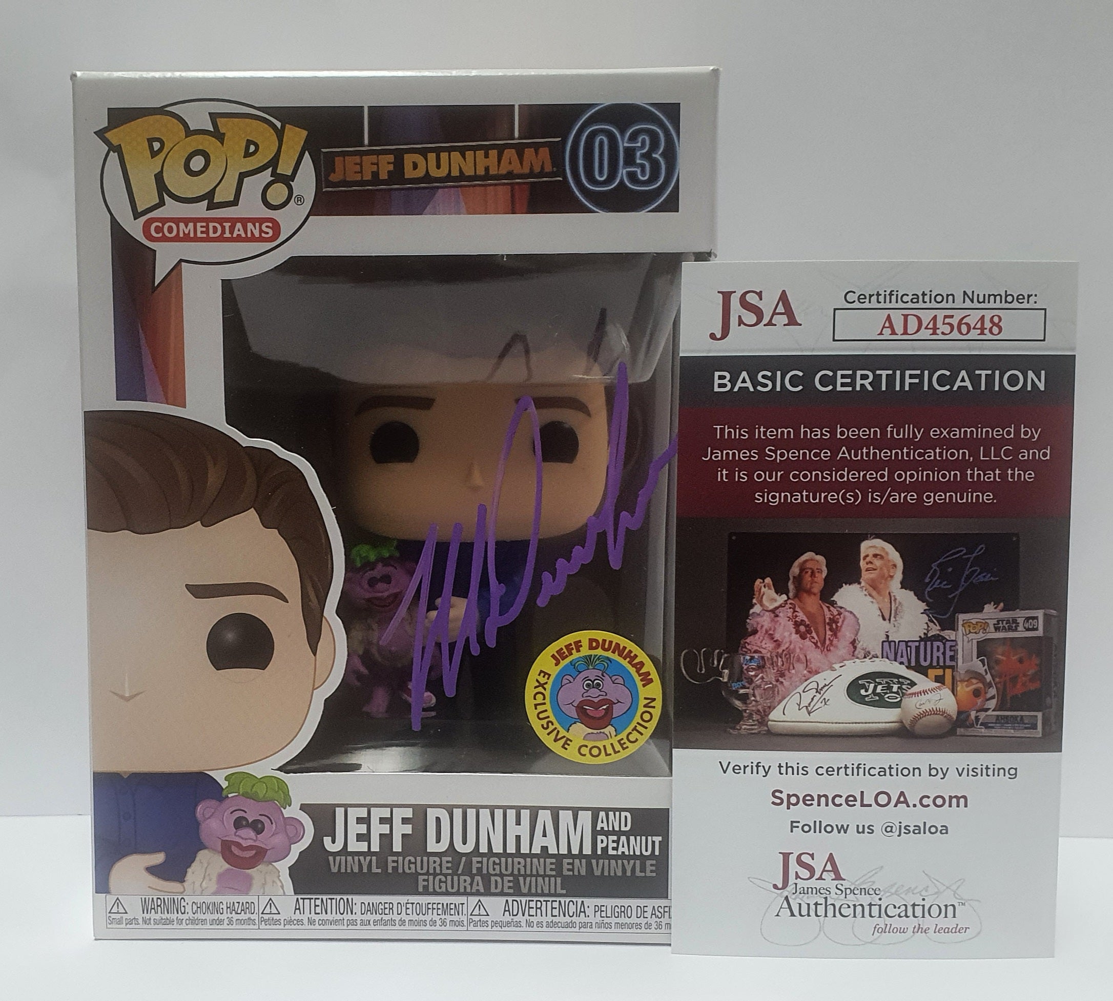 (SIGNED)Funko Pop! Comedians Jeff Dunham And Peanut #03 Jeff Dunham Exclusive (Purple Ink)