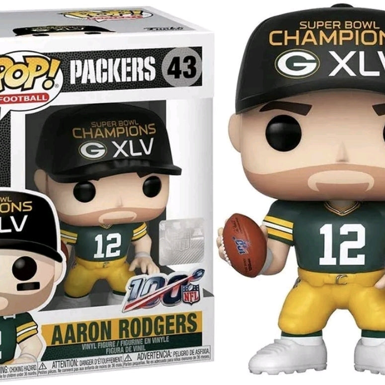 Funko Pop! Football Green Bay Packers Aaron Rodgers Super Bowl XLV Championship Hat #43