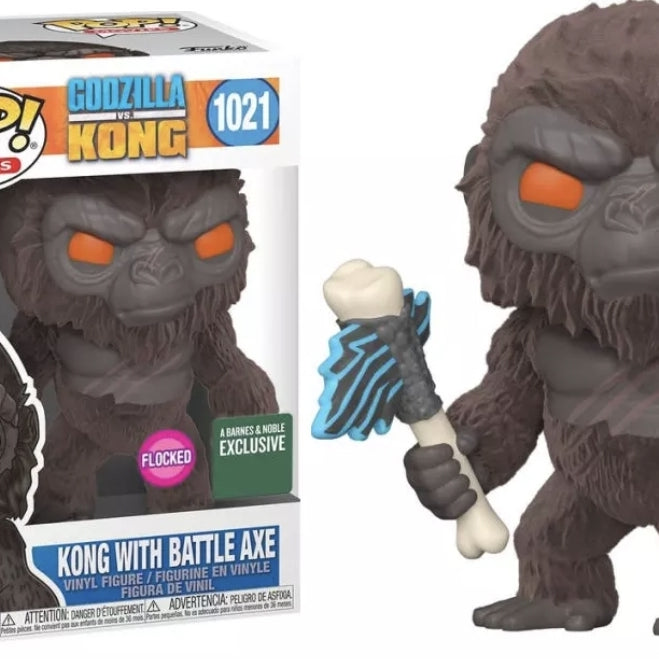 Funko Pop! Movies Godzilla VS Kong #1021 Kong With Battle Axe #1021 Flocked Barnes & Noble Exclusive
