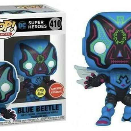 Funko Pop! Heroes DC Superheroes Blue Beetle #410 Glow in The Dark Gamestop Exclusive
