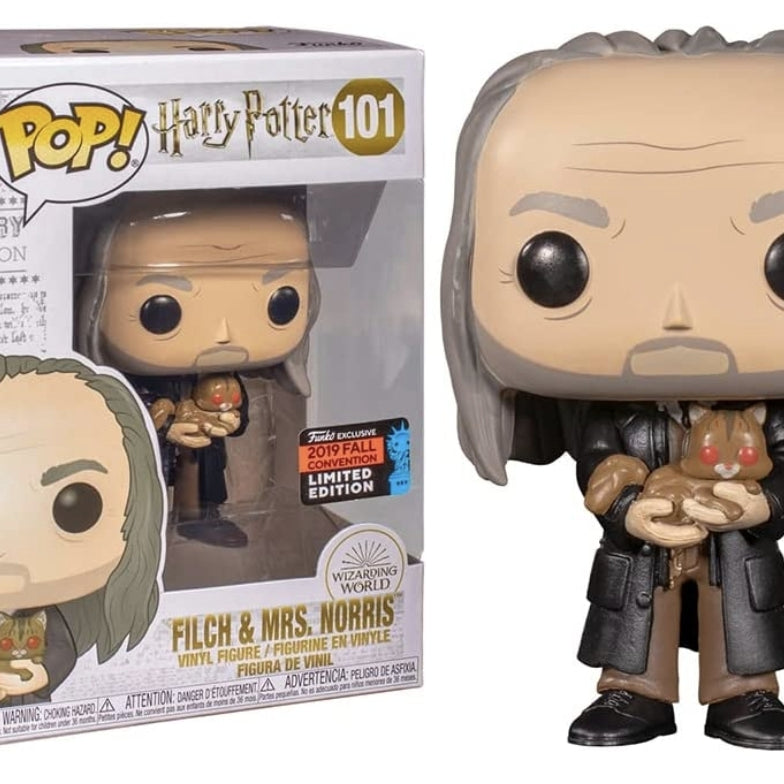 Funko Pop! Movies Harry Potter Filch &  Mrs. Norris #101 Funko Fall Convention 2019 Exclusive