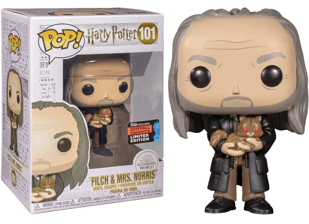 Funko Pop! Movies Harry Potter Filch &  Mrs. Norris #101 Funko Fall Convention 2019 Exclusive