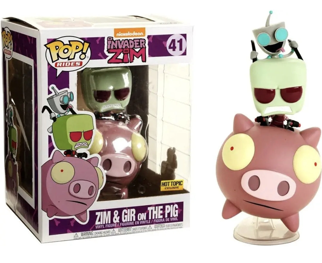 Funko Pop! Rides Nickelodeon Invader Zim - Zim and Gir On The Pig #41 Hot Topic Exclusive