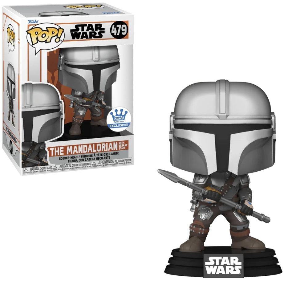 Funko Pop! Star Wars The Mandalorian - The Mandalorian With Beskar Staff #477 Funko Shop Exclusive