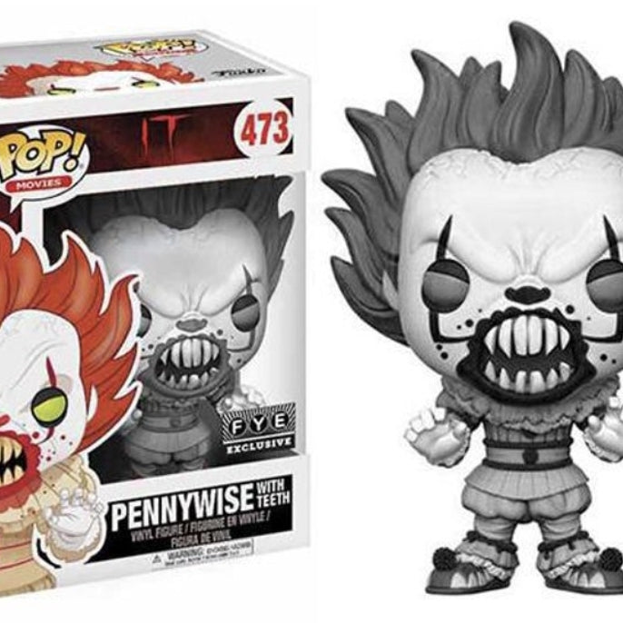 Funko Pop! Movies IT Pennywise With Teeth (Black & White) #473 FYE Exclusive