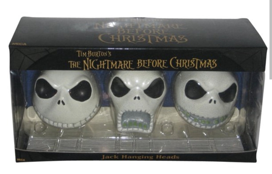 Neca Tim Burton's The Nightmare Before Christmas Jack Hanging Heads Christmas Ornaments 2 Inch 3-Pack