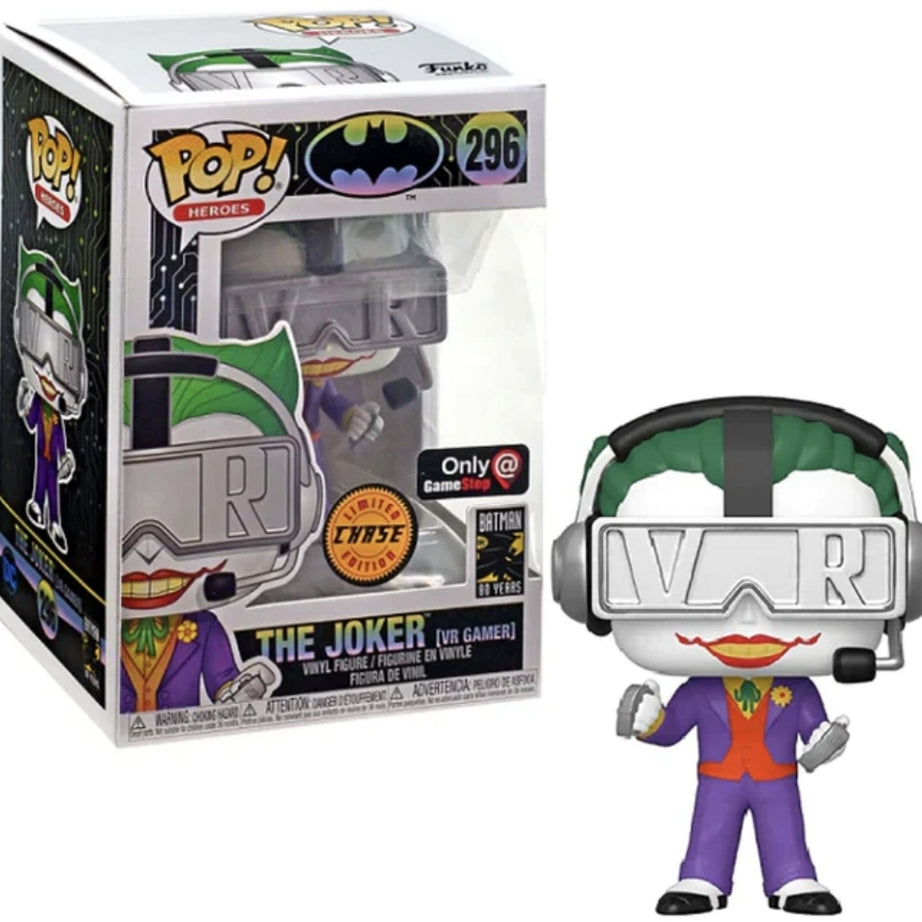 Funko Pop! Heroes Batman 80 Years The Joker (VR Gamer) #296 Gamestop Exclusive Chase Edition