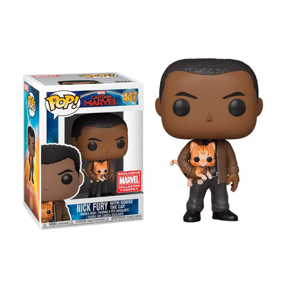 Funko Pop! Marvel Captain Marvel Nick Fury With Goose The Cat #447 Marvel Collector Corps Exclusive