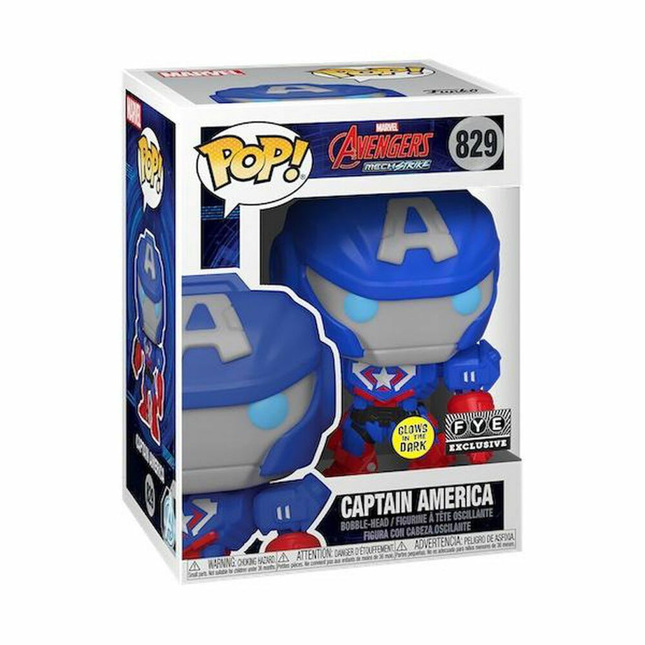 Funko Pop! Marvel Avengers Mech Strike Captain America #829 FYE Exclusive Glow In The Dark